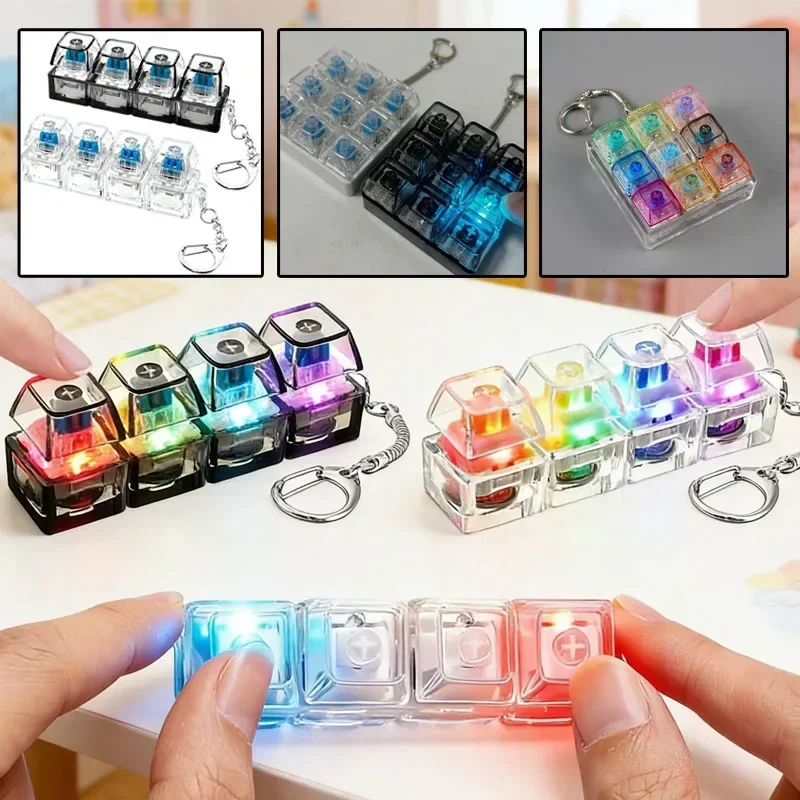 Office Tech And Gadgets - 1 個 LED キーボードキーキャップストレスリリーフキーホルダー 4 ボタンフィジェットツール大人子供用オフィス減圧ガジェットテックキーホルダー