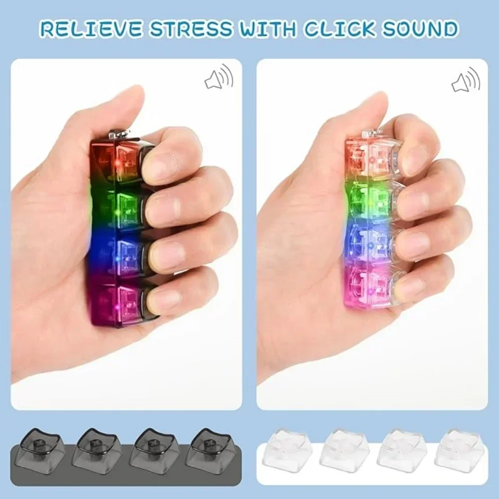 Office Tech And Gadgets - 1 個 LED キーボードキーキャップストレスリリーフキーホルダー 4 ボタンフィジェットツール大人子供用オフィス減圧ガジェットテックキーホルダー